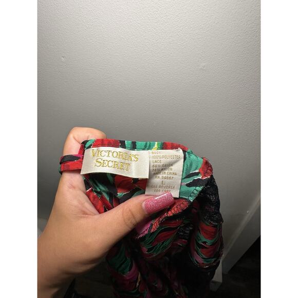 Vintage 90s VICTORIA'S SECRET Lace TULIP FLORAL Print Lingerie Slip Night Gown - Picture 7 of 8